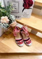 Valentino Wedge Sandals Multicolor Canvas 240576