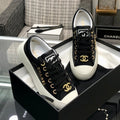 CASUAL SNEAKER IN BLACK LAMBSKIN WITH GOLD LOGO