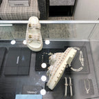 DAD SANDAL MULE IN WHITE MIX LIGHT GOLD TWEED FABRIC