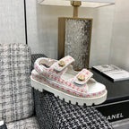 DAD SANDAL IN WHITE MIX BRIGHT PINK TWEED FABRIC