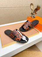 HM Men's Izmir Slide Orange Black Cowhide 743930