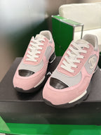 Chanel Low-Top Sneakers 30mm Pink and Grey Calfskin Leather and Mesh 507544