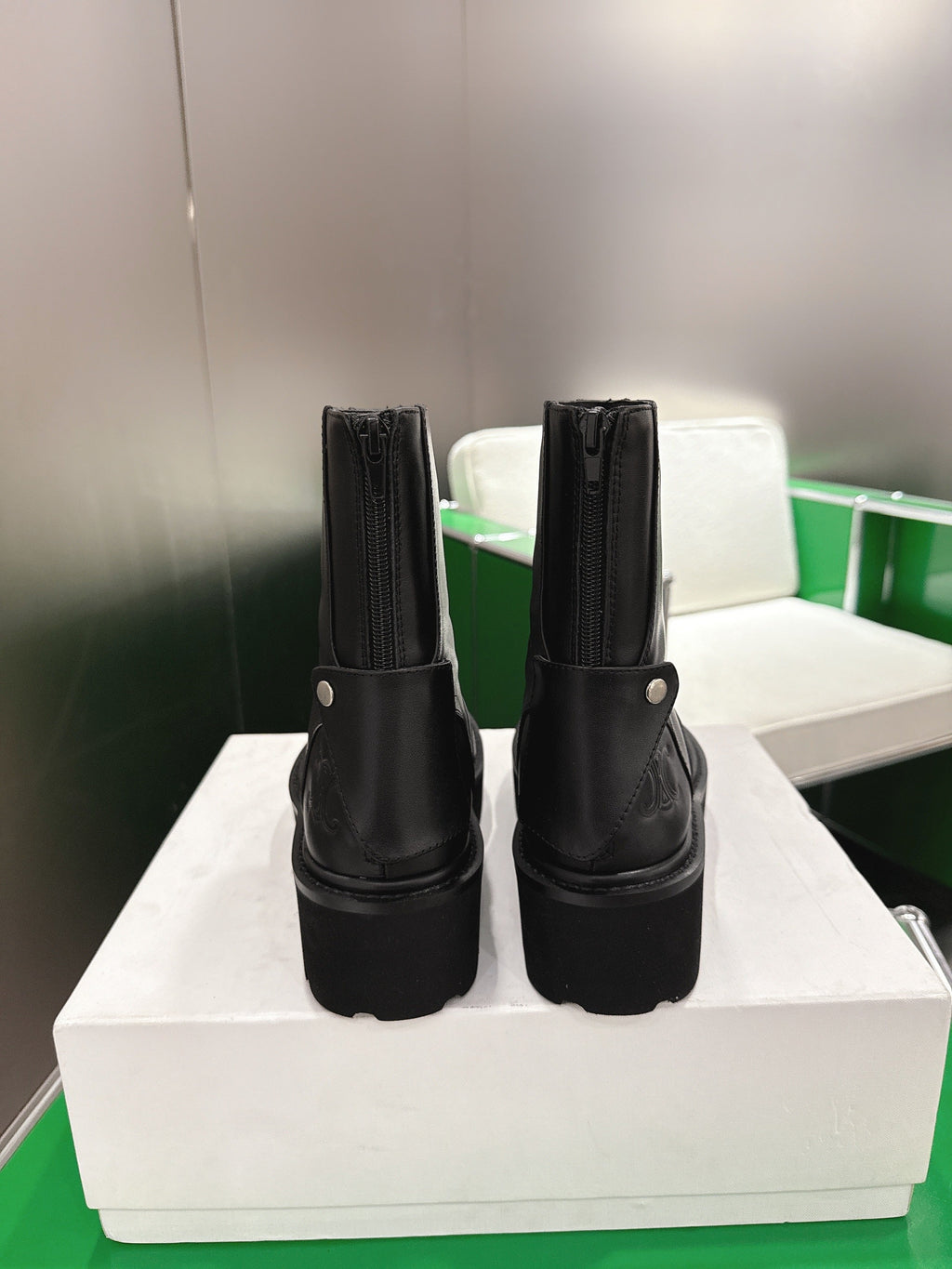 Celine Martens Ankle Boots Black Calfskin