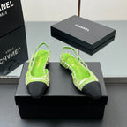 CC Slingback Tweed Green Sheepskin 362815