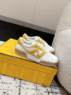 Fendi Match Trainers White Yellow Leather 679605