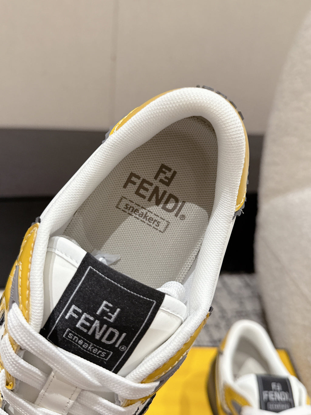 Fendi Match Trainers Black Yellow Leather 679606