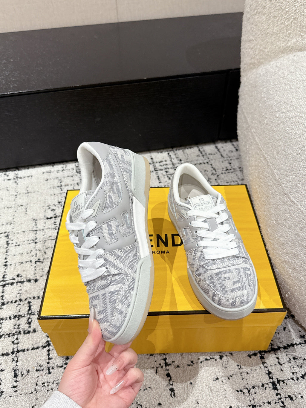 Fendi Match Trainers Grey Denim 679608