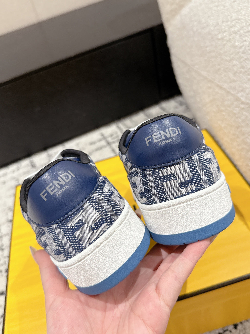 Fendi Match Trainers Blue Denim 679610