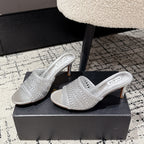 ALAIA Muller high-heeled metallic sliver woven leather