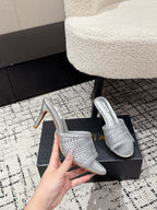 ALAIA Muller high-heeled metallic sliver woven leather