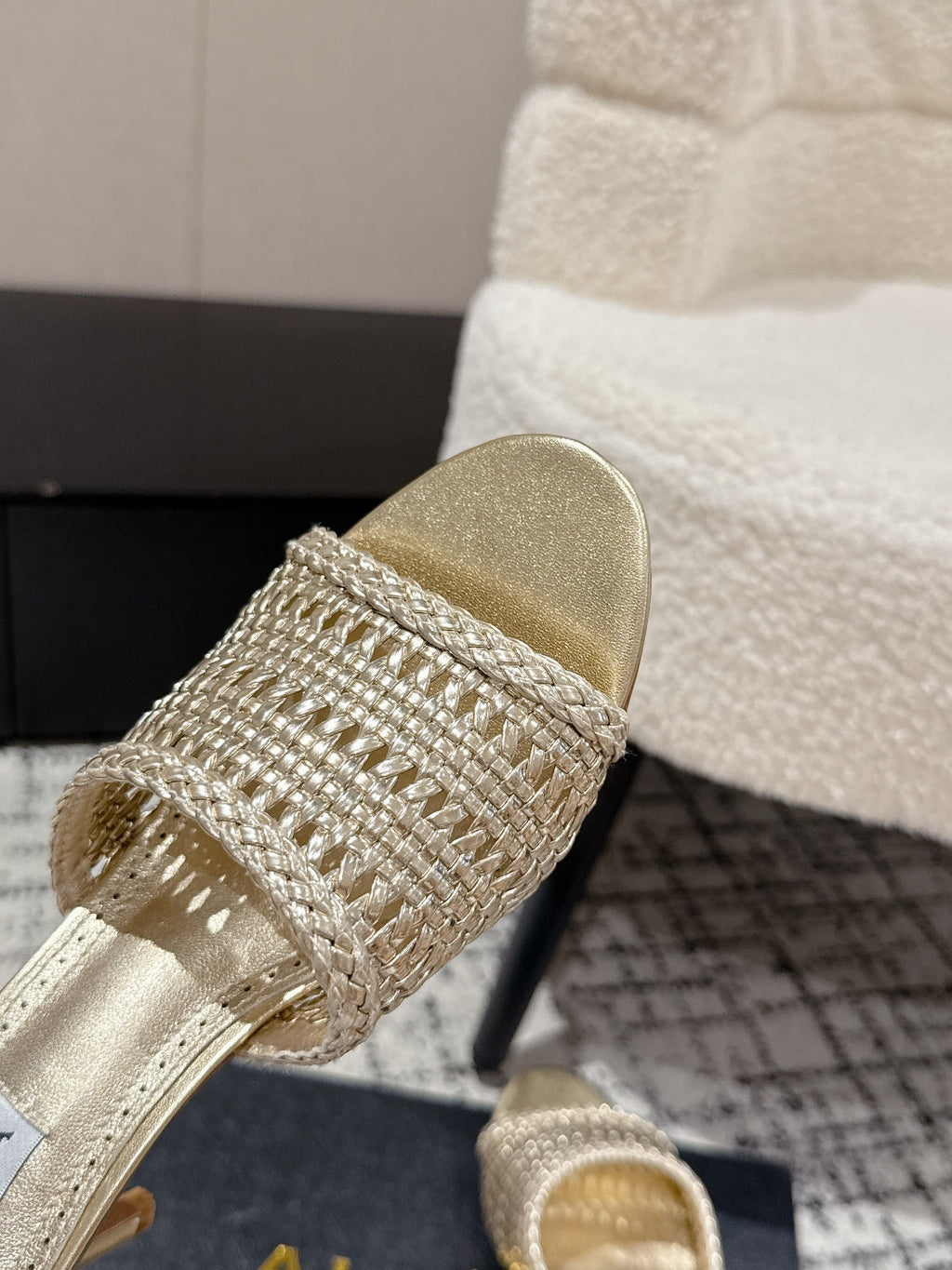 ALAIA Muller high-heeled metallic gold woven leather