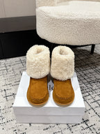 Chloe Snow Boots Tan Cream Suede Wool 514334