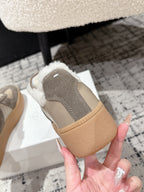 MM Platform German Training Shoes 50mm Warm Taupe Suede Sheepskin Fur 558417