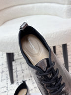 MM Tabi 6-Point Toe Lace-up Shoes Dark Grey Metalic Calfskin 558424