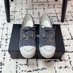 CC Cruise 25/26 Moccasins White Slate Blue Gray Suede