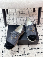 CC Cruise 25/26 Moccasins Black Slate Blue Gray Suede