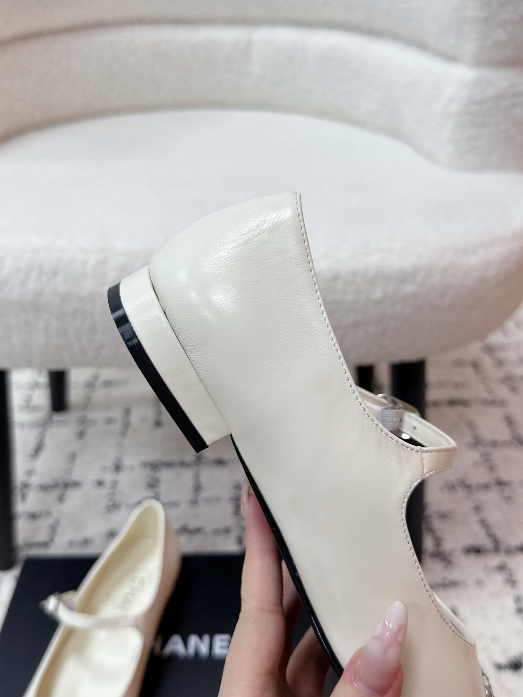 CC 25B MaryJane Shoes Black White Sheepskin