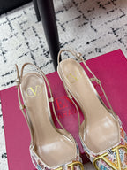 VT Signature Slingback Beige Multicolor Sequined & Beaded 617365