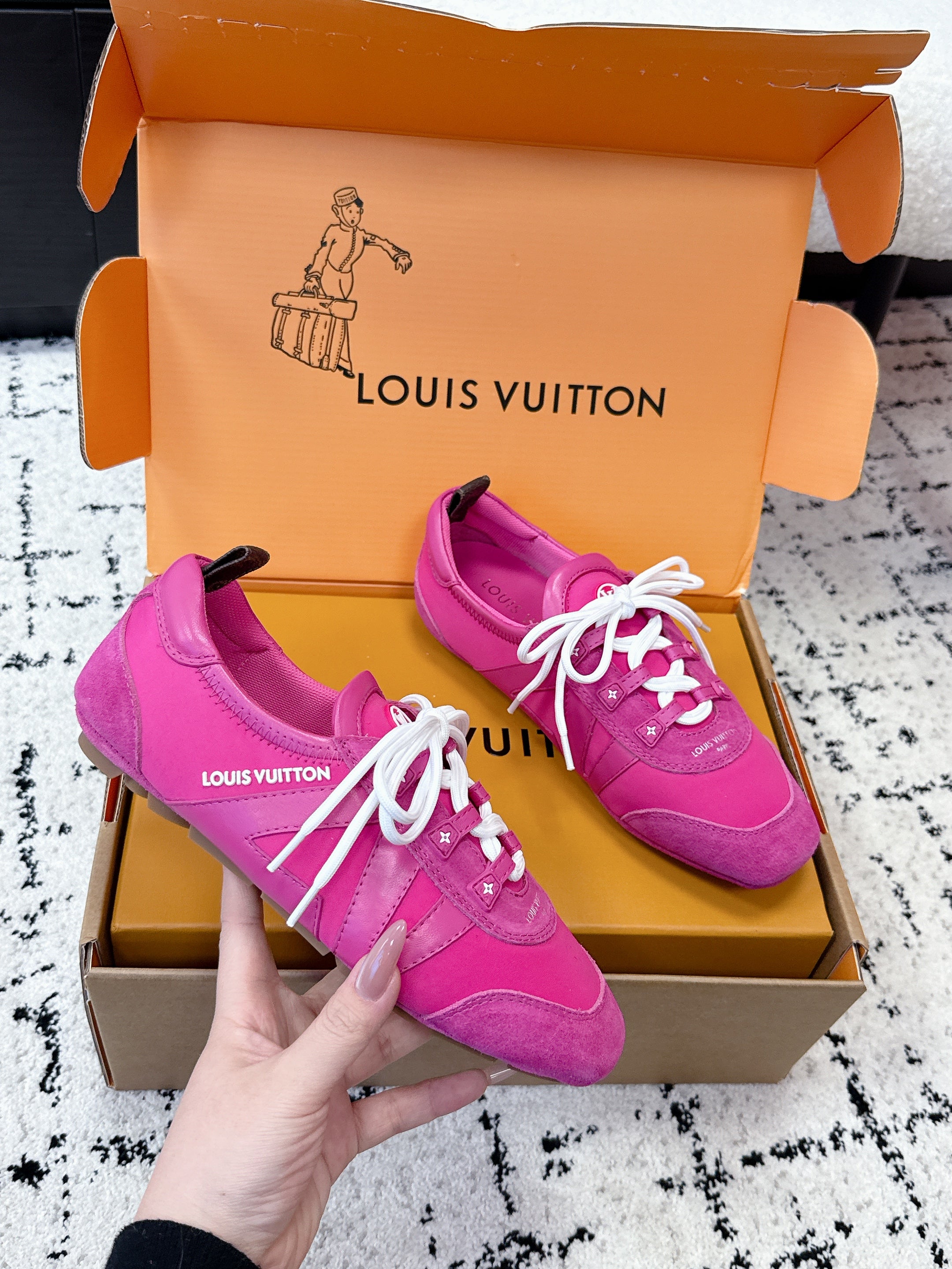 LV Sneakerina Sneaker Pink Suede Leather 616970