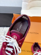 LV Sneakerina Sneaker Burgundy White Suede Leather 616971