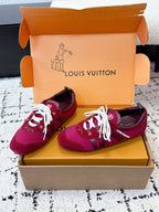 LV Sneakerina Sneaker Burgundy White Suede Leather 616971