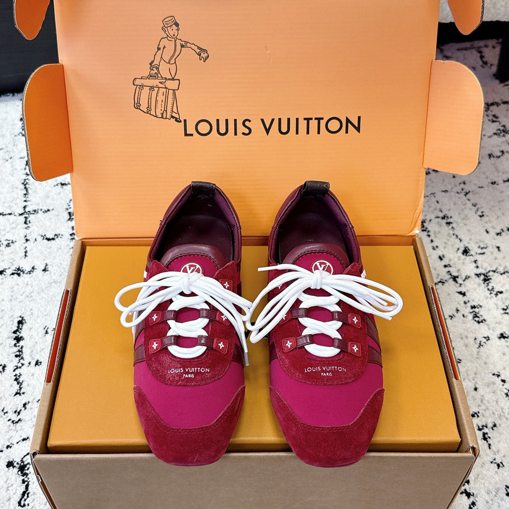LV Sneakerina Sneaker Burgundy White Suede Leather 616971