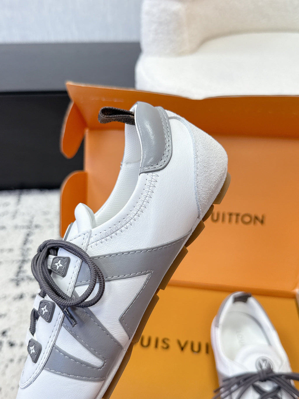LV Sneakerina Sneaker Grey White Suede Leather 616975