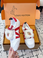 LV Sneakerina Sneaker With Vivienne White Red Suede 616978