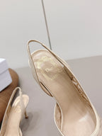 CD 26s Adiorable Slingback Pumps 8cm Beige Mesh Sheepskin