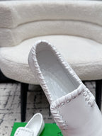BV Sabato Loafers Flat White Glossy Leather 770000