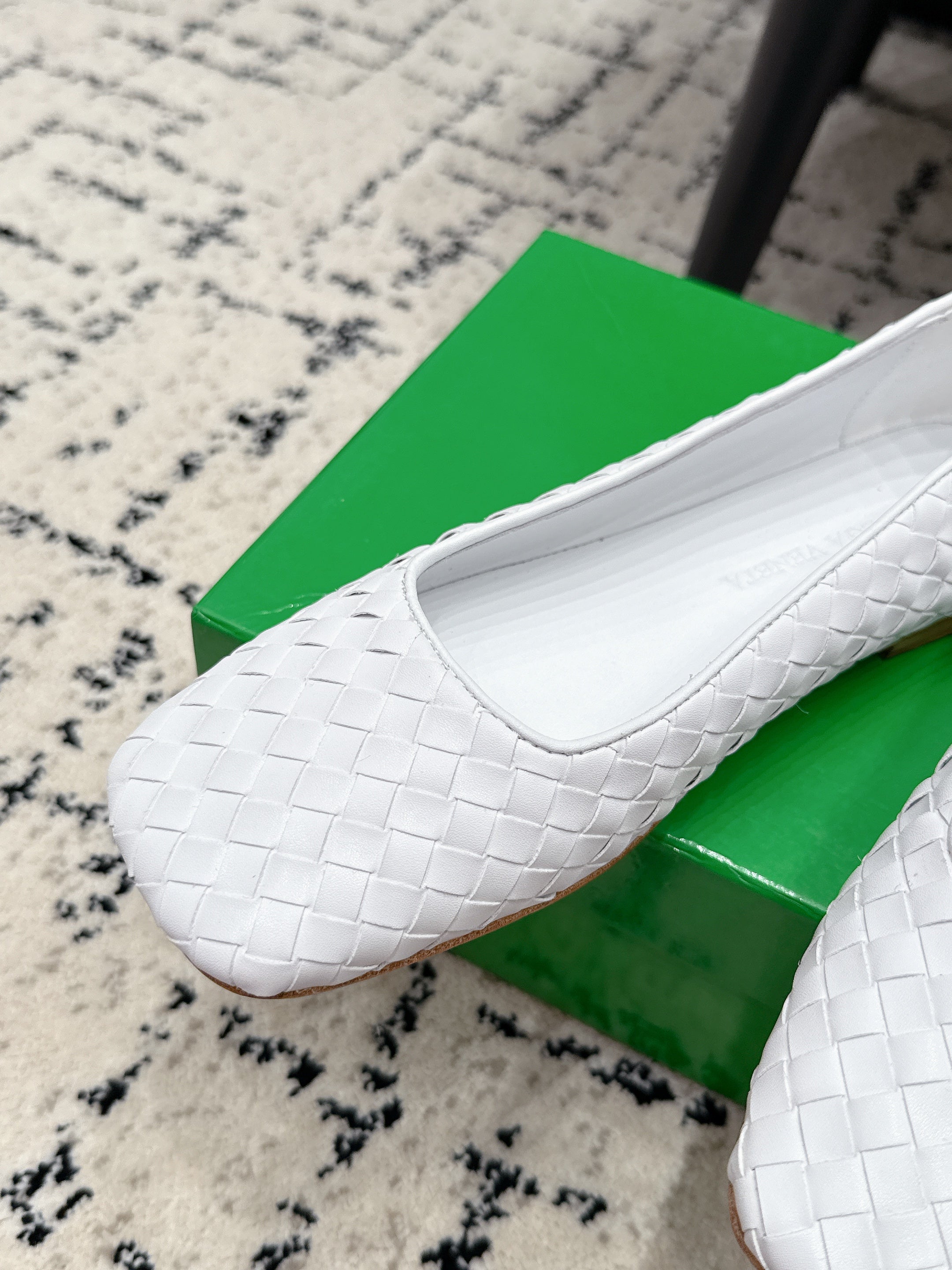 BV Charlotte Ballet Flat White Woven Leather 769994