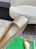 BV Charlotte Ballet Flat Gold Woven Leather 769995