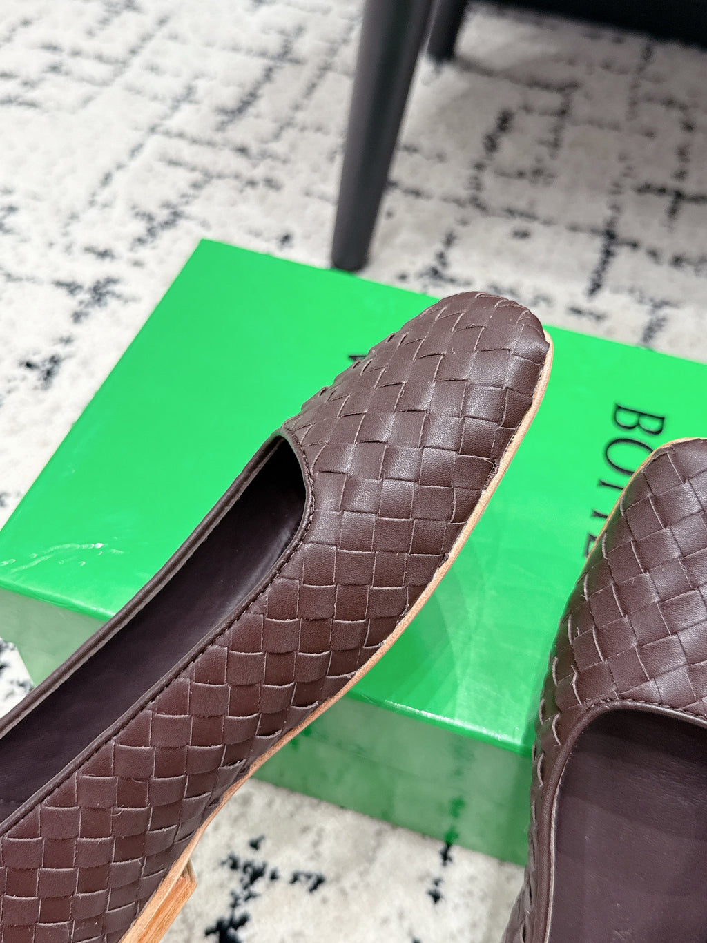BV Charlotte Ballet Flat Coffee Woven Leather 769990