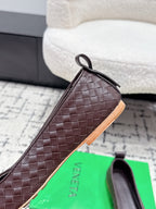 BV Charlotte Ballet Flat Coffee Woven Leather 769990