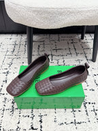 BV Charlotte Ballet Flat Coffee Woven Leather 769990