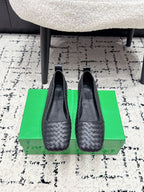 BV Charlotte Ballet Flat Black Woven Leather 769996