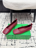 BV Charlotte Ballet Flat Burgundy Woven Leather 769997