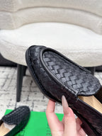 BV Silenzio Loafer Black Woven Leather 769993