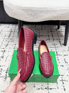BV Silenzio Loafer Burgundy Woven Leather 769992