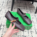 BV Charlotte Mary Jane Flat Coffee Leather 770002