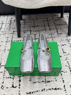 BV Charlotte Mary Jane Flat Sliver Metallic Leather 770006
