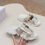 CD 26s Platform Slippers 35 Cream White Canvas Lambskin 643810