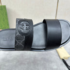 GG Men's Slide Black Canvas Cowhide 542947