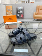 HM Men's Chypre Slide Navy Blue Cowhide 544583