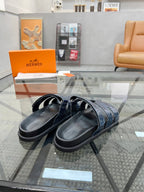 HM Men's Chypre Slide Navy Blue Cowhide 544583