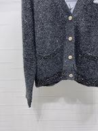 CC 26s Sequined V-Neck Cardigan Sweater Grey 344109