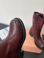 MiuMiu 26 heeled boots burgundy cowhide 521958