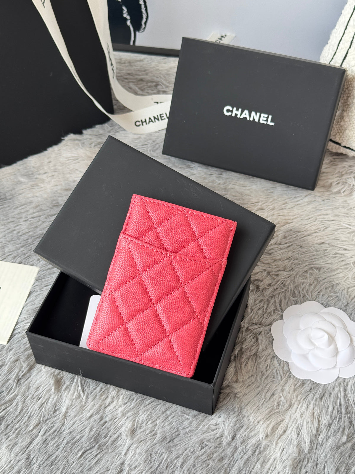 CC Carld Holder Pink Grain Calfskin 242686