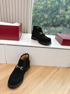GG Men's Ankle Boot With Horsebit Variation Black Suede 506835