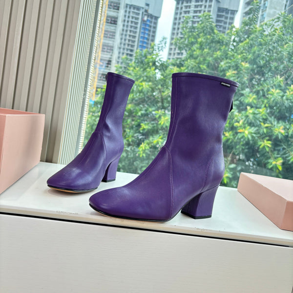Miu Bootie Purple Nappa Leather 506642